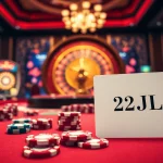 Experience the thrill of 22JL as players engage in strategic casino games at a luxurious table.