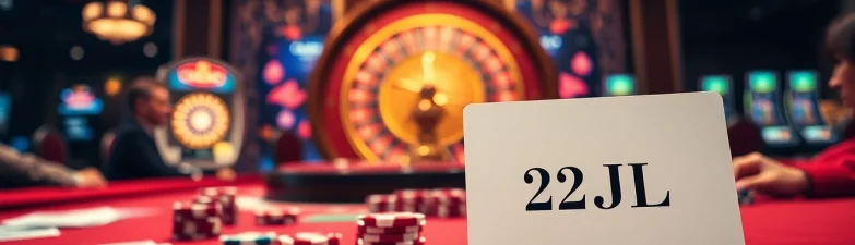 Experience the thrill of 22JL as players engage in strategic casino games at a luxurious table.