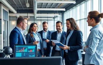 Business automation experts near me collaborating with technology tools in a modern office.