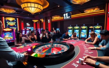 Engaged players enjoying the vibrant 11betn.com casino experience amid colorful chips and cards.