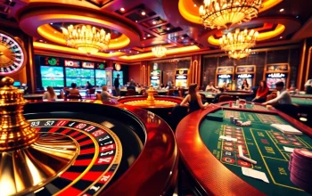 Engaging casino scene highlighting tỷ lệ bóng đá malaysia with lively games and betting action.