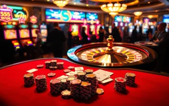 Experience the excitement of 555 win at a vibrant casino, featuring thrilling poker games and rich casino decor.