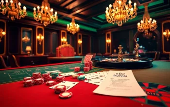 Engaging scene of a luxury casino table featuring kèo bóng đá betting slips and poker elements.