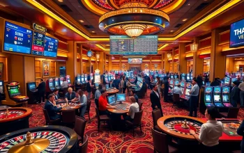 Spinning the reels at https://thabet.vegas/ with vibrant slot machines and casino excitement.