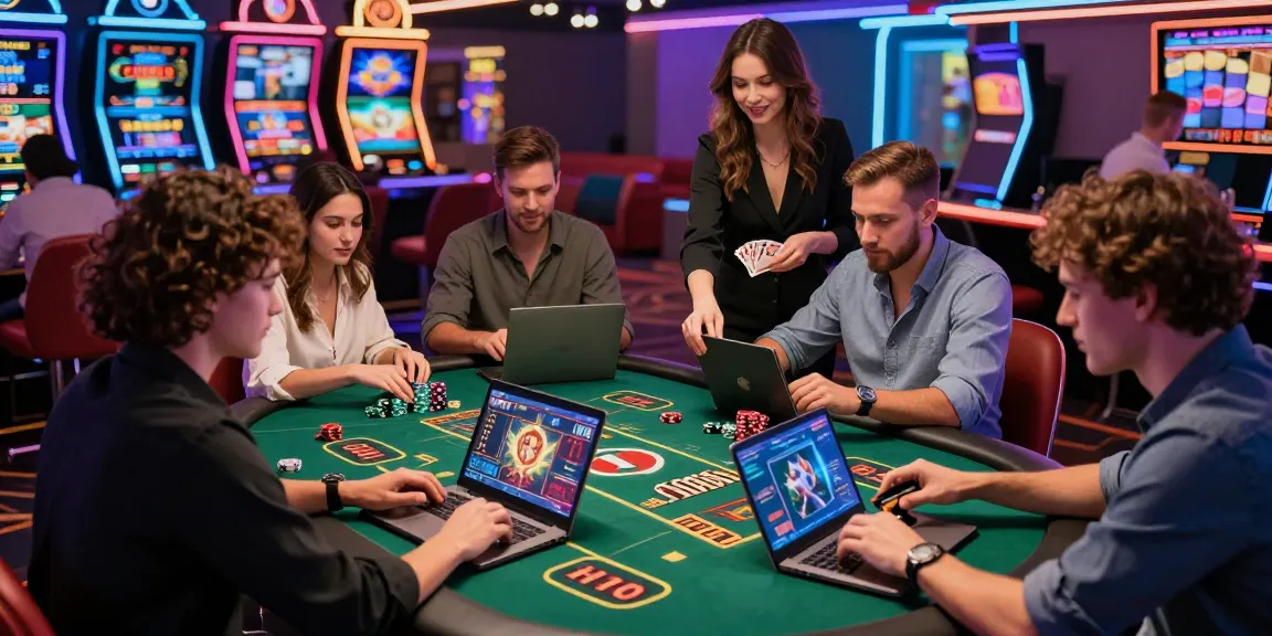Credit card casinos in action with players enjoying games and using cards in a vibrant casino environment.