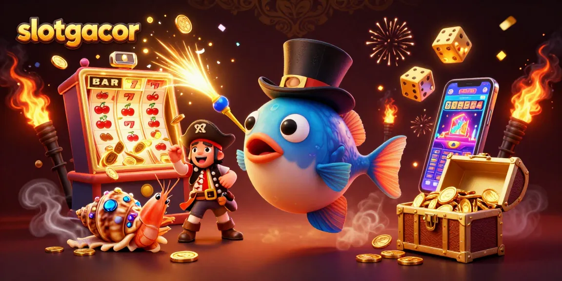 Experience thrilling slotgacor action with dynamic characters and casino elements in this vibrant illustration.